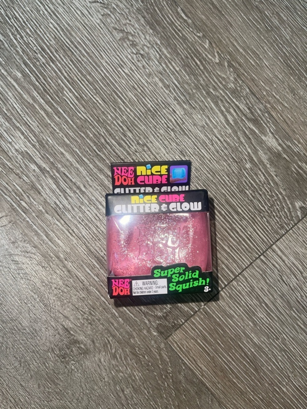 Needoh Nice Cube Glitter & Glow Pink Squish Toys square sensory fidget